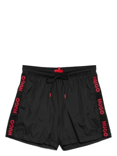 Hugo Boss Logo Trim Swim Shorts In Black