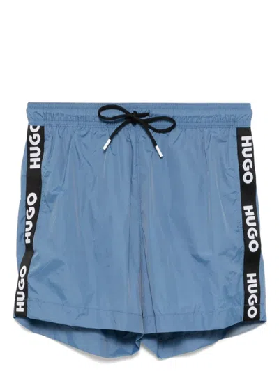 Hugo Boss Logo Trim Swim Shorts In Blue
