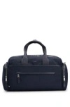 Hugo Boss Logo-trimmed Holdall In Structured Nylon With Smart Sleeve In Dark Blue