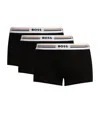 Hugo Boss Revive Mens 3-pack Soft-touch Stretch Trunks With Logo Waistbands In Black