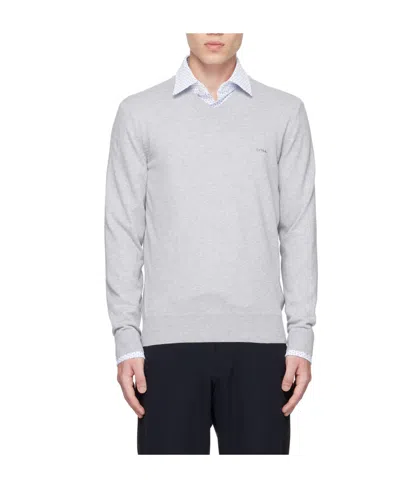 Hugo Boss Logo V-neck Knitted Sweater In White