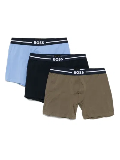 Hugo Boss Logo-waistband Boxers (pack Of 3) In Blue