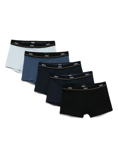 Hugo Boss Logo-waistband Boxers (pack Of 5) In Blue