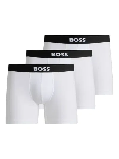 Hugo Boss Two-pack Of Stretch-cotton Boxer Briefs With Logo Waistbands In White