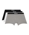Hugo Boss Three-pack White & Black Logo-waistband Boxer Briefs In Multi