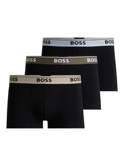Hugo Boss Logo-waistband Boxers (pack Of Three) In Black