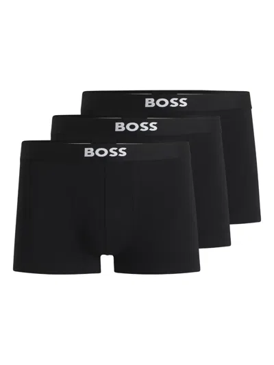 Hugo Boss Logo-waistband Boxers (pack Of Three) In Black
