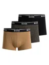 Hugo Boss Three-pack Of Logo-waistband Trunks In Stretch Cotton In Black