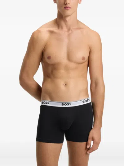 Hugo Boss Logo-waistband Boxers (pack Of Three) In Black