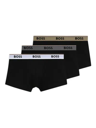 Hugo Boss Logo-waistband Boxers (pack Of Three) In Brown