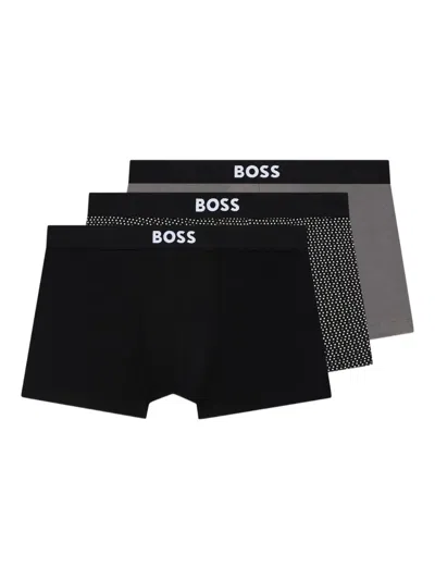 Hugo Boss Logo-waistband Boxers (pack Of Three) In Black