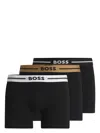 Hugo Boss Three-pack Of Stretch-cotton Boxer Briefs With Logos In Black