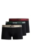 Hugo Boss Three-pack Of Stretch-cotton Trunks With Logo Waistbands In Black