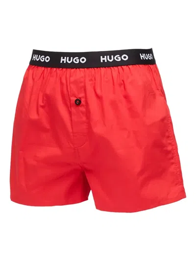 Hugo Boss Logo-waistband Boxers (pack Of Three) In Red