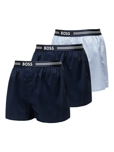 Hugo Boss Logo-waistband Boxers Set In Blue
