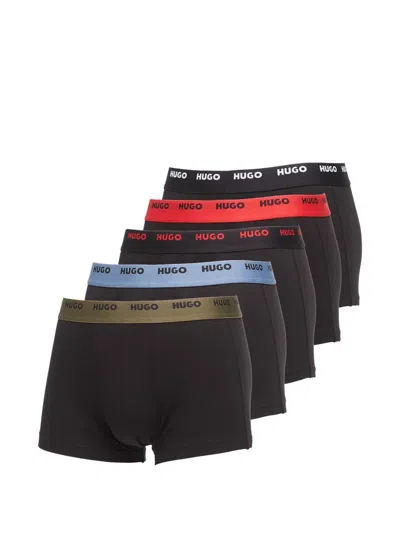 Hugo Boss Logo Waistband Boxers Set Of Five In Black