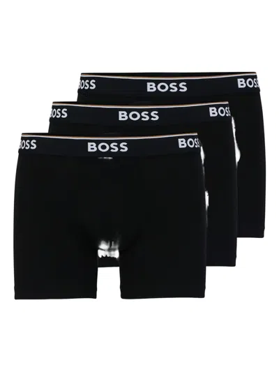 Hugo Boss Logo-waistband Boxers (set Of Three) In Black