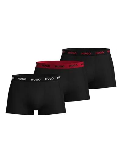 Hugo Boss Logo-waistband Boxers (set Of Three) In Black