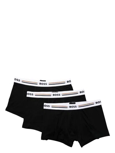 Hugo Boss Logo-waistband Boxers (set Of Three) In Black