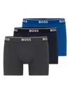 Hugo Boss Logo-waistband Boxers (set Of Three) In Blue