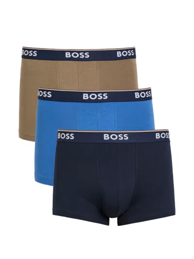 Hugo Boss Logo-waistband Boxers (set Of Three) In Blue