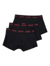 Hugo Boss Three-pack Black Jacquard-logo Boxers In Black