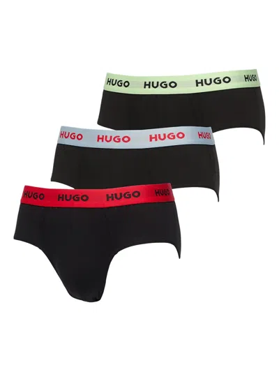 Hugo Boss Logo-waistband Briefs (pack Of Three) In Black