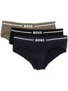 Hugo Boss Logo-waistband Briefs (pack Of Three) In Black