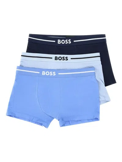 Hugo Boss Logo-waistband Briefs (pack Of Three) In Blue