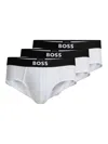 Hugo Boss Boss Set Of Three Cotton Briefs With Logoed Elastic Band In White