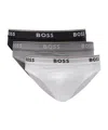 Hugo Boss Three-pack Of Stretch-cotton Briefs With Logo Waistbands In Gray