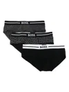 Hugo Boss Logo-waistband Briefs (set Of Three) In Black