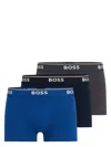 Hugo Boss Logo-waistband Cotton Boxer (set Of Three) In Blue