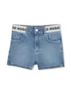 Hugo Boss Logo-waistband Denim Shorts In Blue