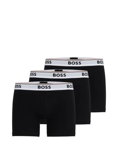 Hugo Boss Logo-waistband Jersey Boxers (pack Of Three) In Black