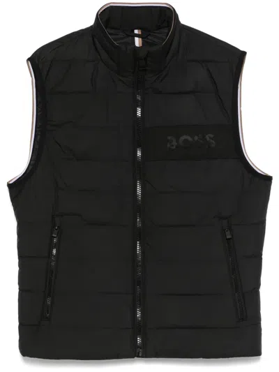 Hugo Boss Logo Water-repllent Gilet In Black