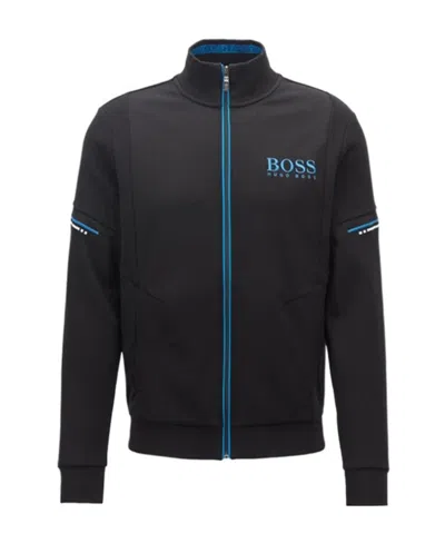 Hugo Boss Logo Zipper Sweater In Black
