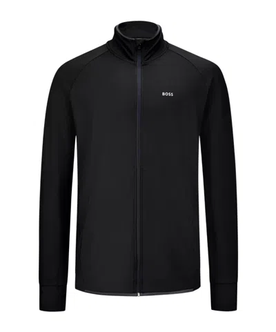 Hugo Boss Logo Zipper Sweater In Black