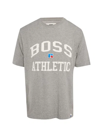 Pre-owned Hugo Boss Logo-appliqué T-shirt In Gray