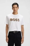 Hugo Boss Mercerized-cotton T-shirt With Logo Artwork In Multi
