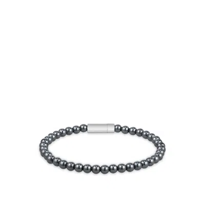 Hugo Boss Logo-closure Cuff With Hematite Beads In Multi