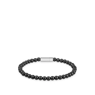 Hugo Boss Logo-closure Cuff With Onyx Beads In Multi