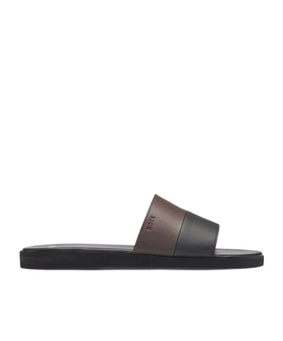 Hugo Boss Logo-debossed Slides In Black