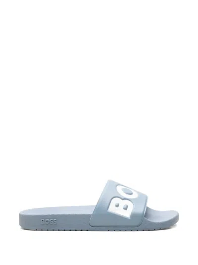 Hugo Boss Logo-debossed Slides In Blue