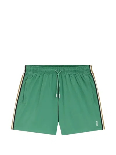 Hugo Boss Logo-detail Swim Shorts In Green