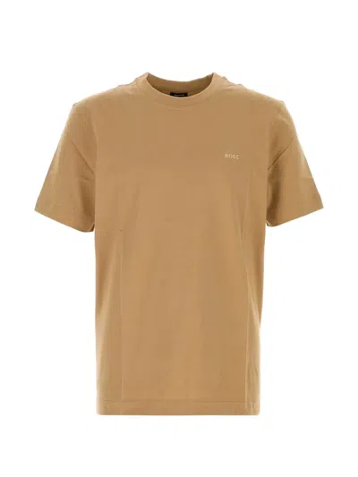 Hugo Boss Logo-embroidered Cotton T-shirt In Nude