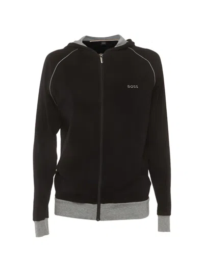 Pre-owned Hugo Boss Logo-detail Zip-up Hoodie In Black