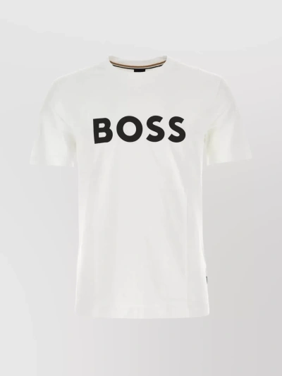 Hugo Boss Logoed Crew-neck Cotton T-shirt In Black