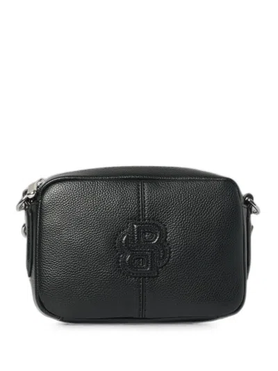 Hugo Boss Logo-embossed Grained Shoulder Bag In Black