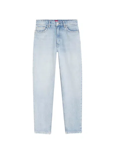 Hugo Boss Logo-embossed Tapered Jeans In Blue